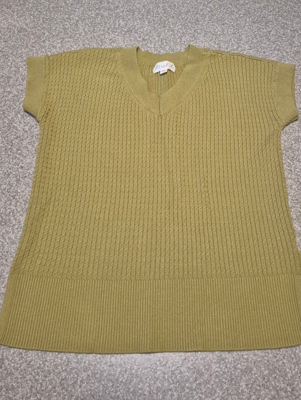 Womens Marled Short Sleeve Sweater Size Medium